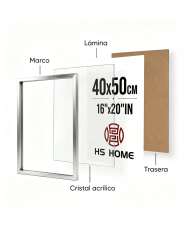 Marcos Diplomas 40x60cm (Plateado)Hecho de Madera, Ancho de Bastidor 2cm