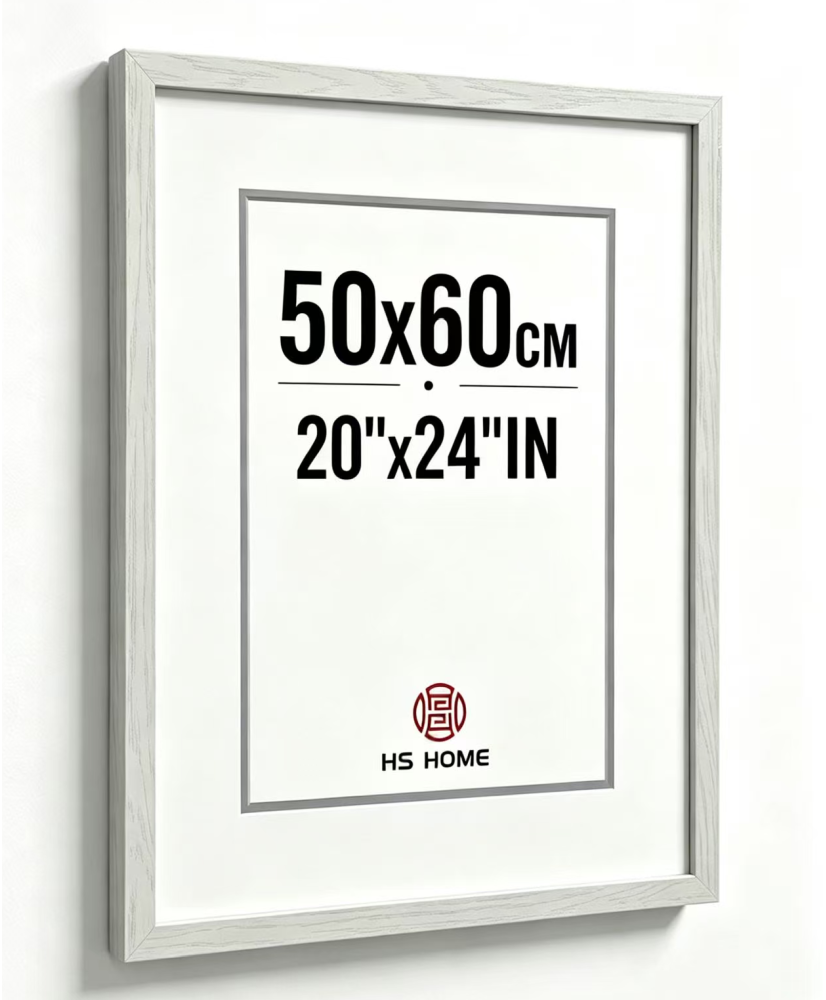 Marco de Fotos Grande 50x60cm (Blanco)  de Madera ，Ancho de Bastidor 1,20cm