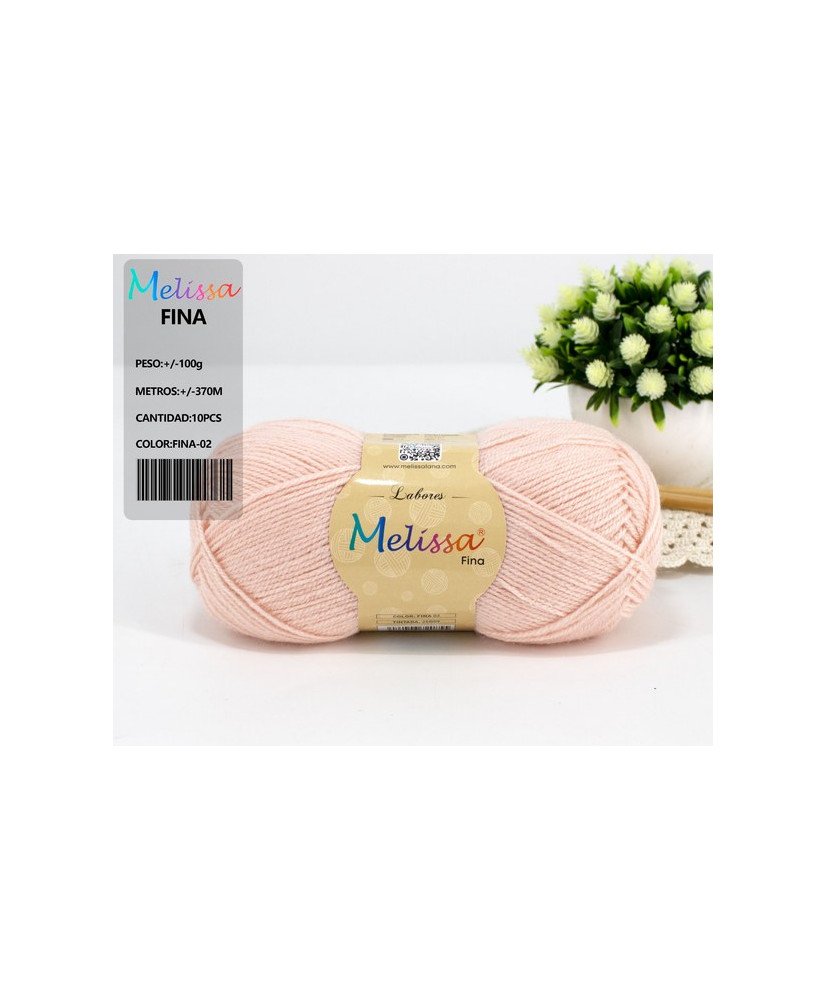 Melissa Lana Fina Hilo 100% Acrilico Ovillo de Lana (1u * 100g) Premium para DIY Tejer y Ganchillo,350m