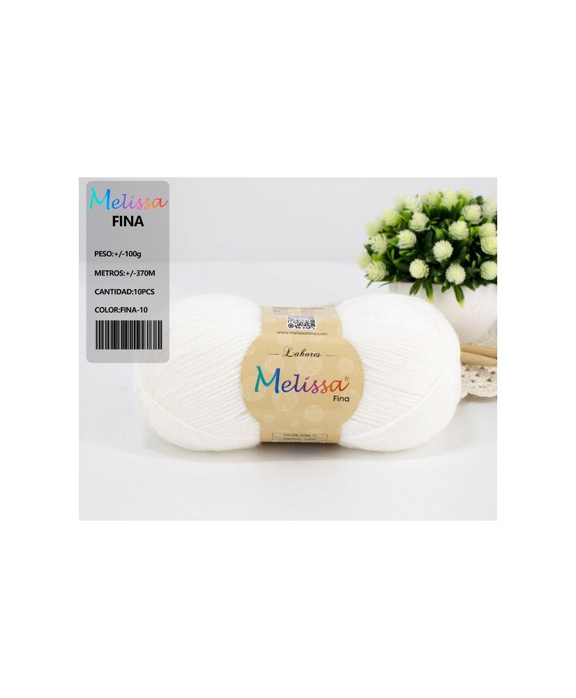 Melissa Lana Fina Hilo 100% Acrilico Ovillo de Lana (1u * 100g) Premium para DIY Tejer y Ganchillo,350m