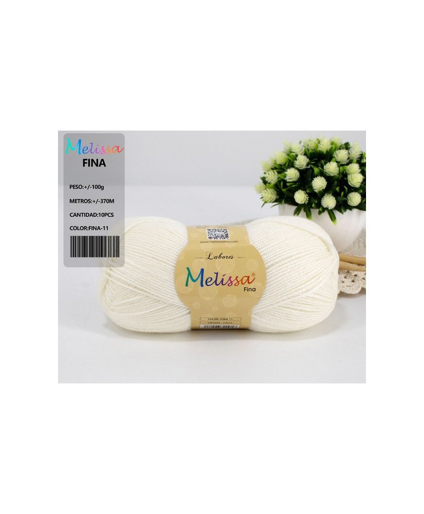 Melissa Lana Fina Hilo 100% Acrilico Ovillo de Lana (1u * 100g) Premium para DIY Tejer y Ganchillo,350m