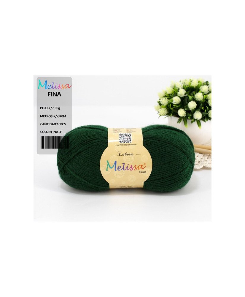 Melissa Lana Fina Hilo 100% Acrilico Ovillo de Lana (1u * 100g) Premium para DIY Tejer y Ganchillo,350m