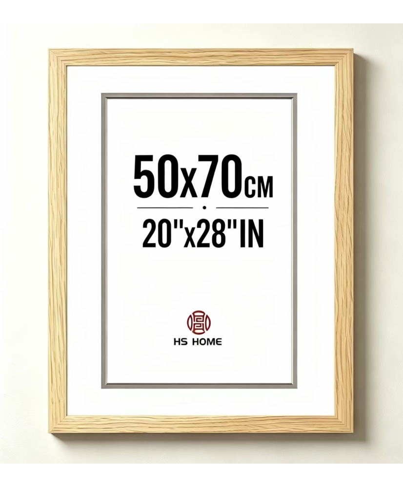 Marco de Fotos 50x70cm (Haya) Hecho de Madera, Ancho de moldura 2cm