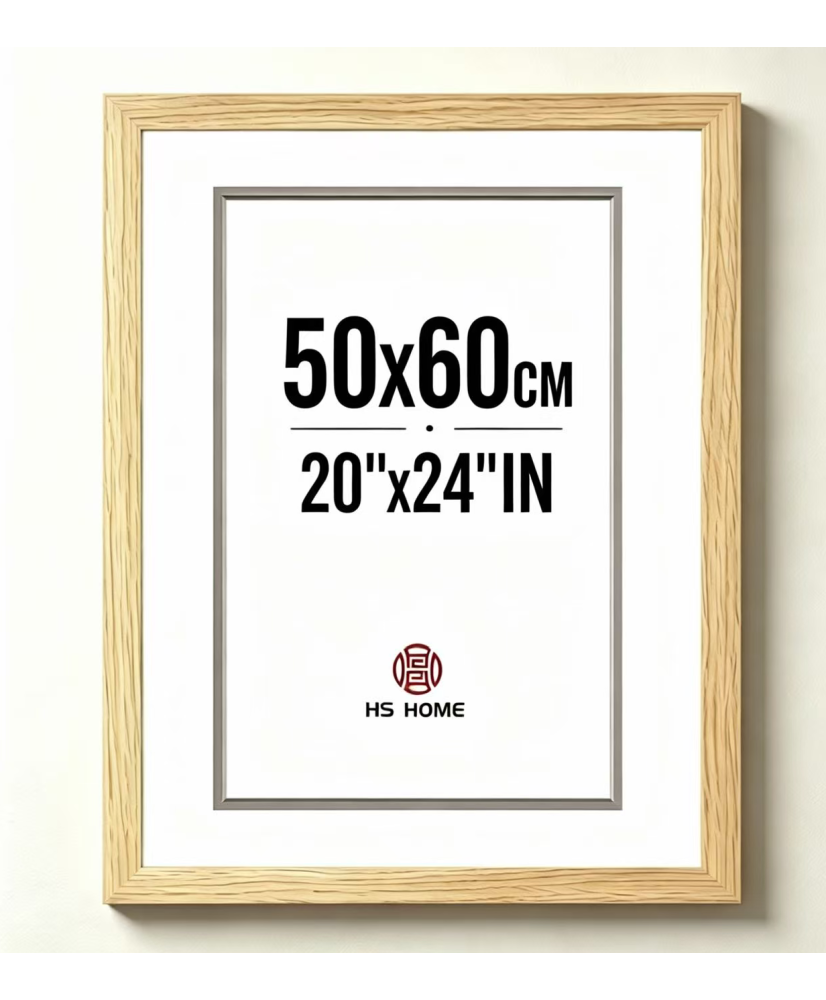 Marco de Foto 50x60cm (Haya) Hecho de Madera, Ancho de moldura 2cm