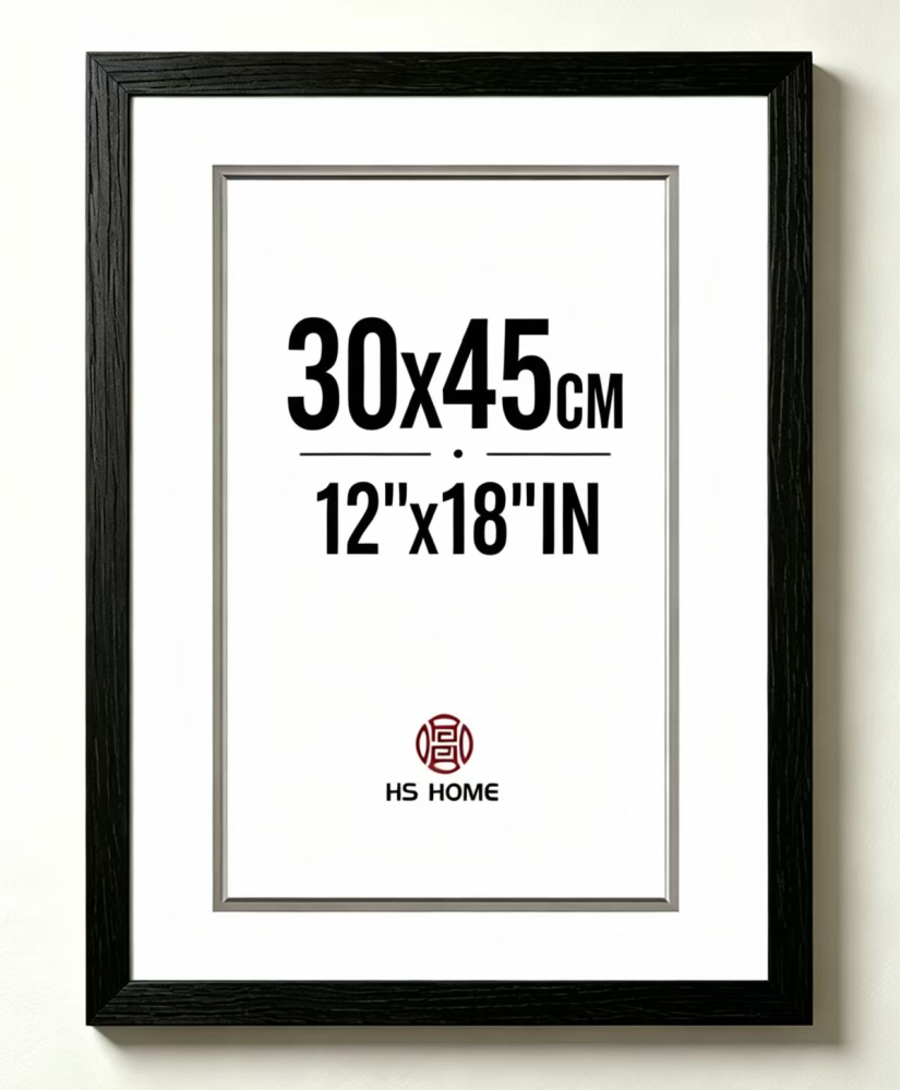 Marco de Foto 30x45cm (Negro)  Hecho de Madera, Ancho de moldura 2cm