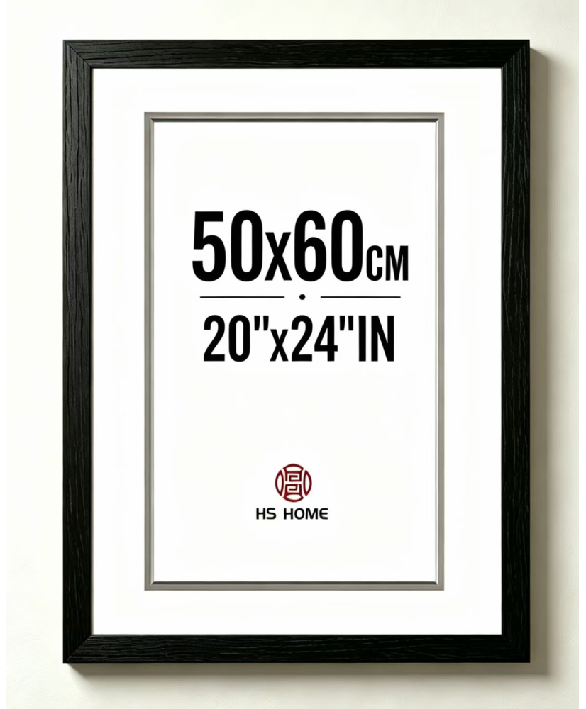 Marco de Foto 50x60cm (Negro) Hecho de Madera, Ancho de moldura 2cm
