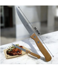 Cuchillos de mesa con mango de madera natural, Cuchillo de Carne Acero Inoxidable,20.5CM
