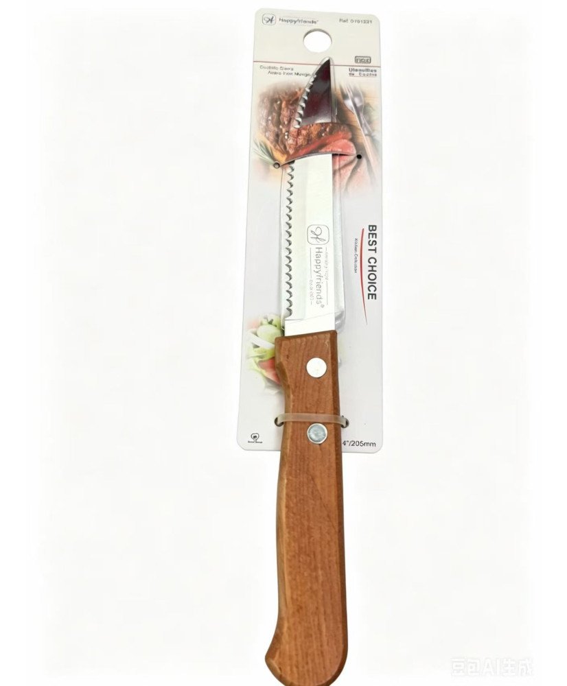 Cuchillos de mesa con mango de madera natural, Cuchillo de Carne Acero Inoxidable,20.5CM