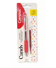Bolígrafo Tinta Gel Campus Candy Blíster Rojo + Recambio