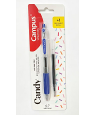 Bolígrafo Tinta Gel Campus Candy Blíster Azul + Recambio