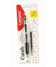 Bolígrafo Tinta Gel Campus Candy Blíster Negro + Recambio