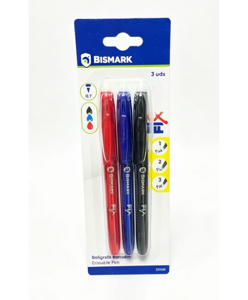 Bolígrafo borrable, 3 unidades de 0,7 mm