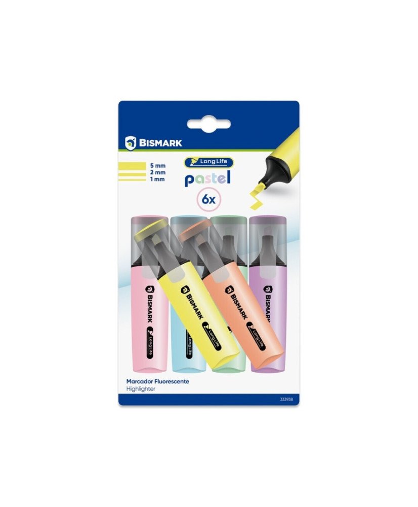 Marcadores fluorescentes  Pastel 6 unidade Bismark
