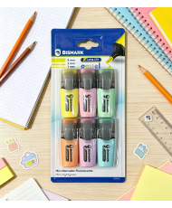 Bismark Long-Life Pack de 6 Mini Marcadores Fluorescentes