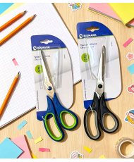 Bismark Tijeras de Oficina Acero Inoxidable 21cm - Empuñadura Ergonomica - Muy Ligeras y Resistentes - Colores Surtidos