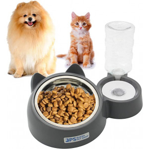 Comedero y Bebedero Automático para Gatos  (color GRIS)
