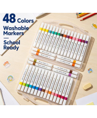 48 rotuladores de colores gruesos, lavables, con caja de almacenamiento