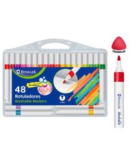 48 rotuladores de colores gruesos, lavables, con caja de almacenamiento