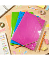 CARPETA GOMAS Y SOLAPAS Plastico A4 NEON ( 1 uds)