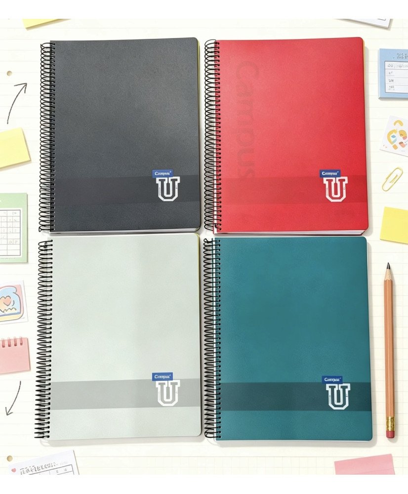 Cuaderno Espiral Micro 5X5 mm A4 160 Hj 90 Gr Tapa-plastico Campus Colores Surtidos