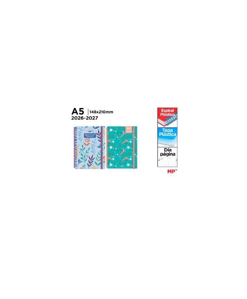Agenda dia/pagina a5 Tapa Plastico Escolar
