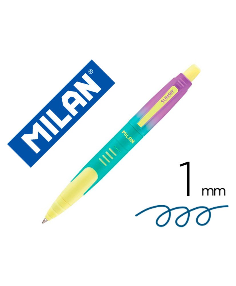 Boligrafo milan compact sunset retractil tinta azul punta 1 mm colores surtidos