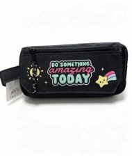 Estuche escolar 4 cremalleras Negro
