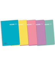 Enri Plus, Cuadernos A5 (Cuarto), Pack de 5 Libretas de Tapa Plástico 4X4MM