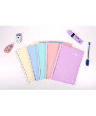 Enri Plus, Cuadernos A5 (Cuarto), Pack de 5 Libretas de Tapa Plástico 4X4MM