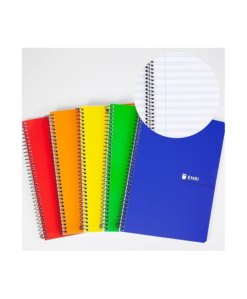 Cuadernos A5, Doble Pauta 3mm, Tapa Blanda, 80 Hojas, Pack 5 Libretas, Colores Surtidos