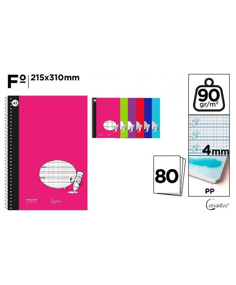 Cuaderno Basic Tapa plastico A4  80 Hojas 4x4 mm 90 G/m2