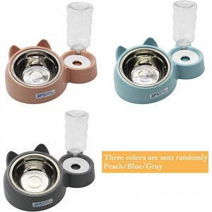Comedero y Bebedero Automático para Gatos  (color GRIS)