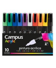 CAMPUS Pack Rotuladores Acrílicos Campus Acrylic 10 colores Básicos