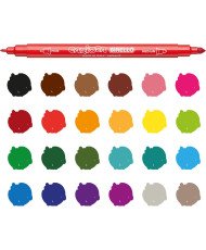 Carioca BIRELLO Caja de Rotuladores Doble Punta Superlavables, Colores Surtidos, 24 Colores, Multicolor