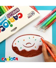 Carioca BIRELLO Caja de Rotuladores Doble Punta Superlavables, Colores Surtidos, 24 Colores, Multicolor