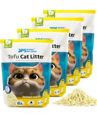 Arena Aglomerante para Gatos Arena de Tofu para Gatos( Pack  4Pcs, Lemon) BPS-15455