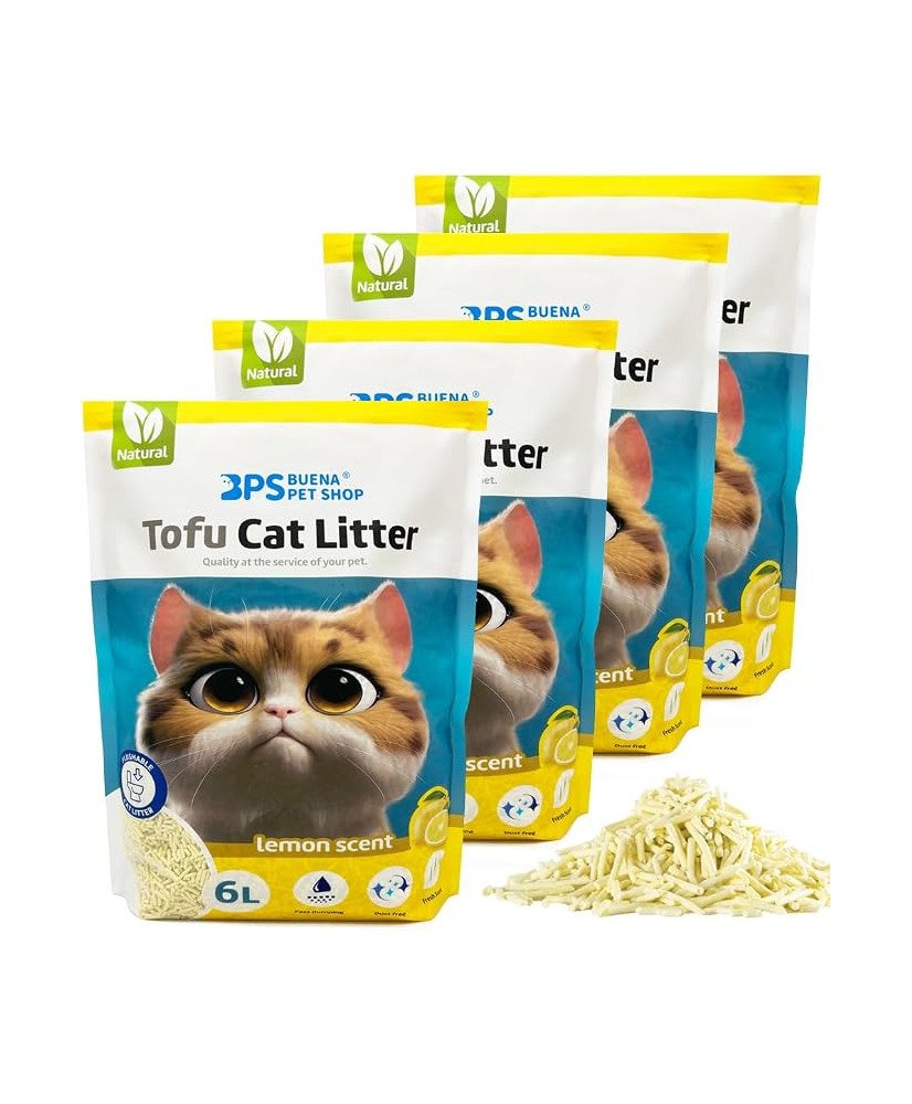 Arena Aglomerante para Gatos Arena de Tofu para Gatos( Pack  4Pcs, Lemon) BPS-15455