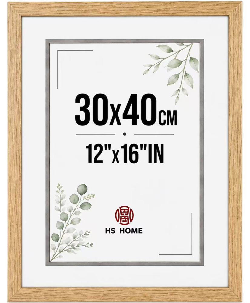 Marco de Foto 30x40cm (Haya) Hecho de Madera, Ancho de moldura 2cm