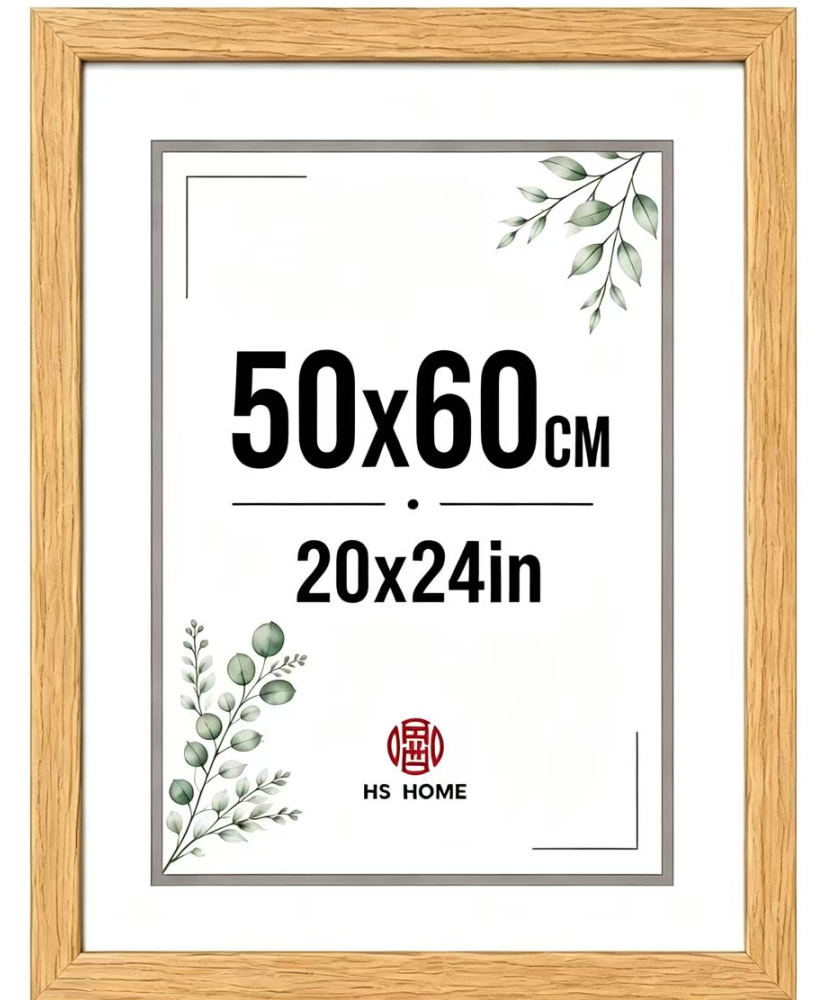 Marco de Foto 50x60cm (Haya) Hecho de Madera, Ancho de moldura 2cm