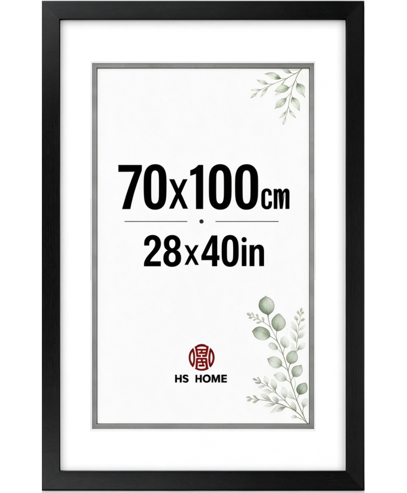 Marco de Fotos 70x100 cm (Negro) Marco de Madera para Decoración