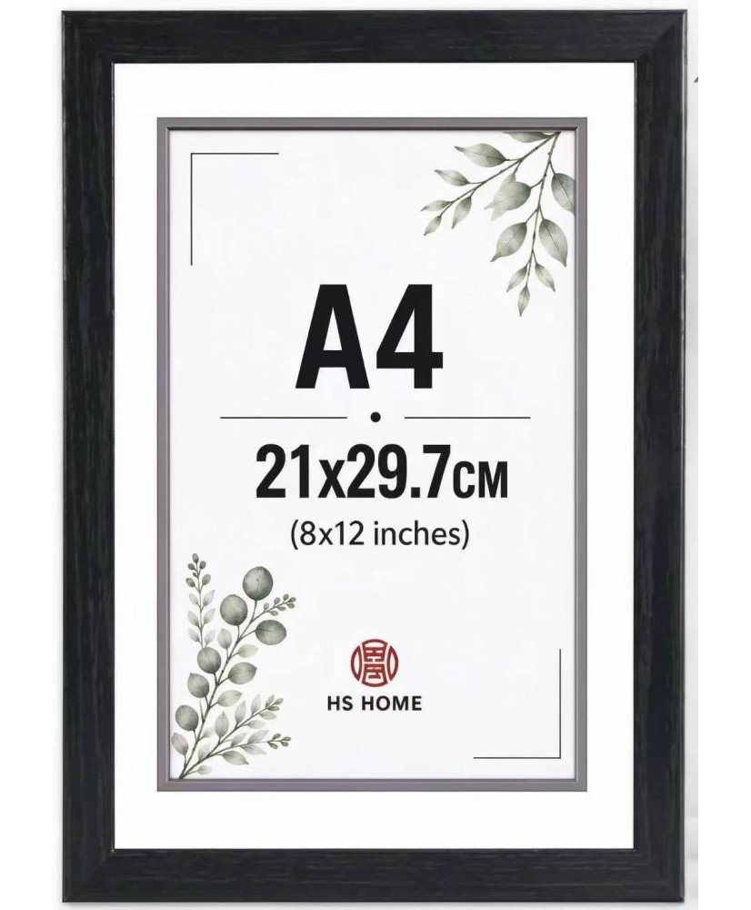 Marco de Foto A4  21x29.7cm Gristal(Negro) MOD-254 Hecho de Madera, Ancho de moldura 2cm