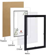 Marco de Foto 20x30cm Gristal(Negro) MOD-254 Hecho de Madera, Ancho de moldura 2cm