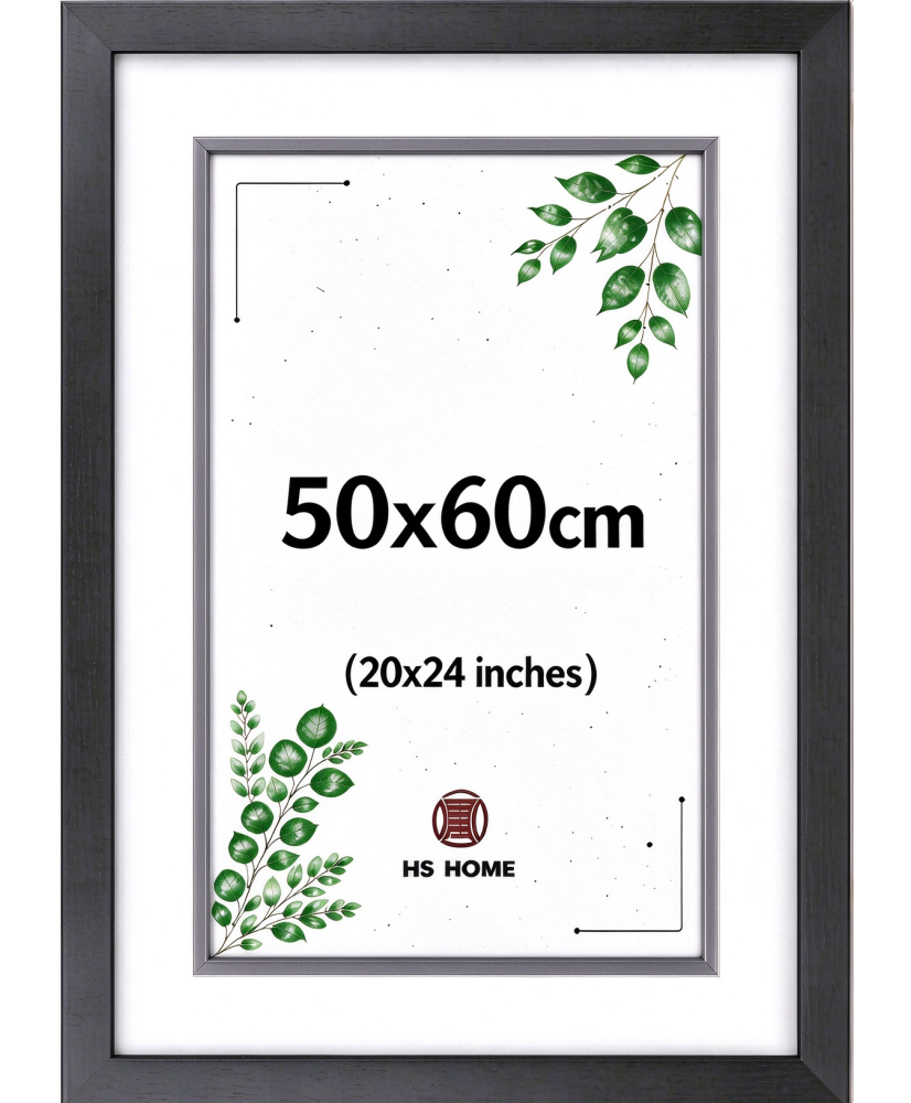 Marco de Foto 50x60cm (Negro) Hecho de Madera, Ancho de moldura 2cm