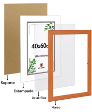 Marco De Foto 50x70cm (Cerezo) Hecho De Madera, Ancho De Moldura 2cm