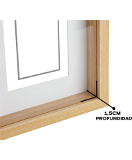 Marco de foto con profundidad 30x30cm (Interior de paspartú 20x20cm)  de madera rustico MOD-3503