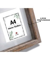 Marcos con Profundidad A4 (Interior de paspartú 15x20cm) (Marrón) MOD-3503