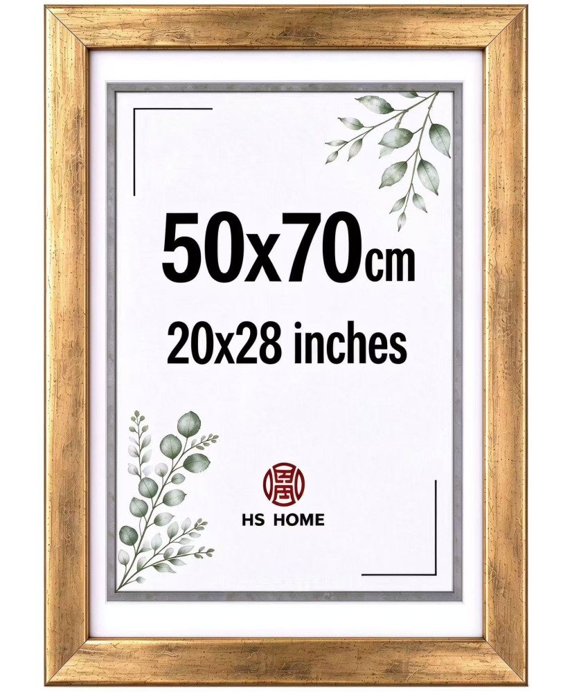 Marco de Fotos MOD-254 Hecho de Madera, (Dorado, 50x70cm)