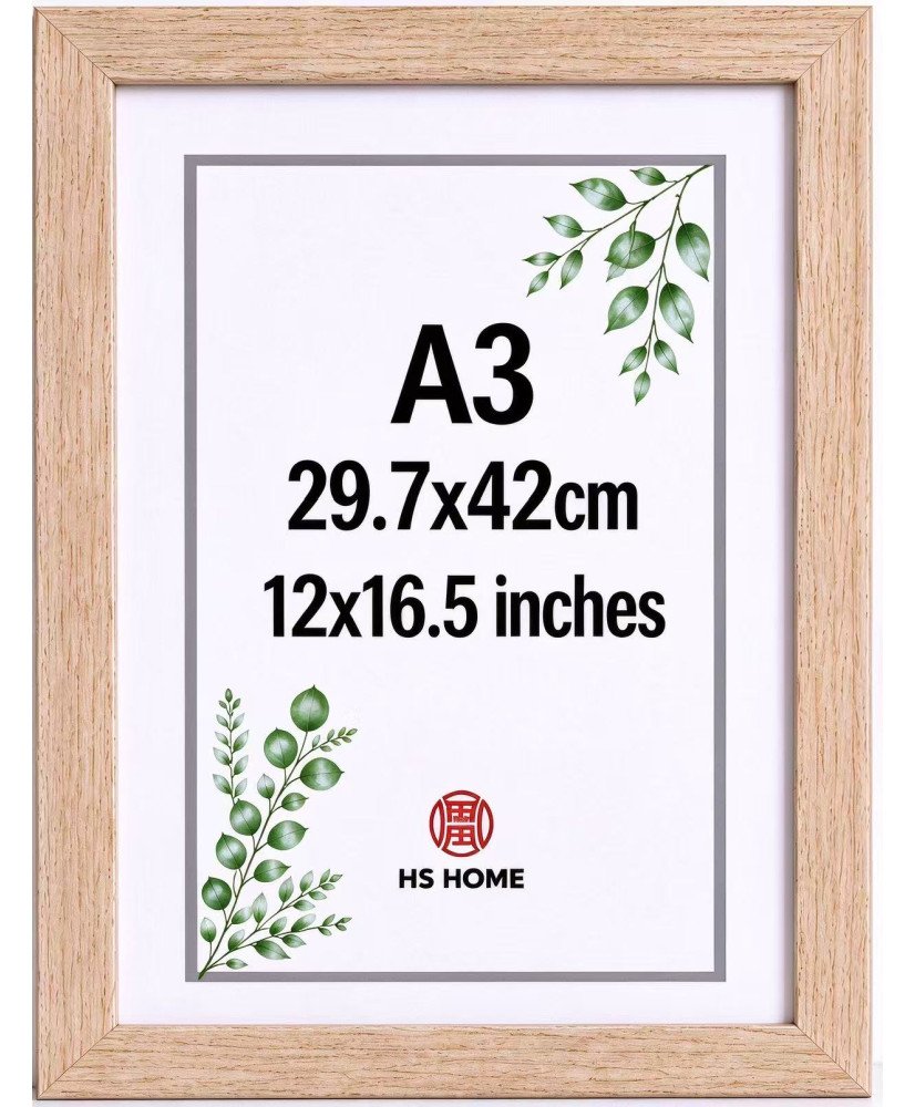Marco de Foto A3  29.7x42cm (Haya) Hecho de Madera, Ancho de moldura 2cm