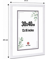 Marco de Foto 40x50cm (Blanco)Hecho de Madera,Mod-254