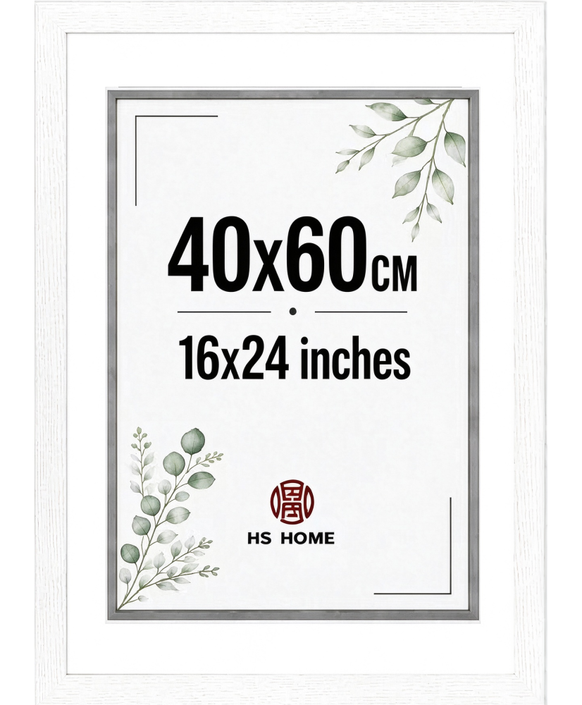 Marco de Fotos Grandes 40x60cm (Blanco) ,Hecho de Madera MOD-254